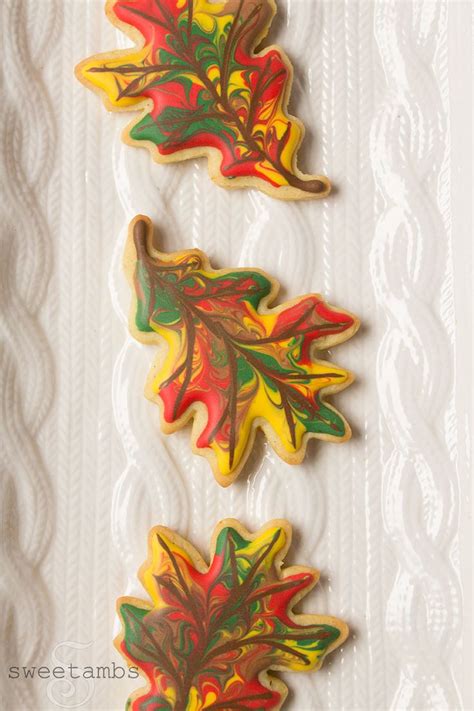 Marbled Royal Icing Fall Leaves Cookies SweetAmbs Leaf Cookies