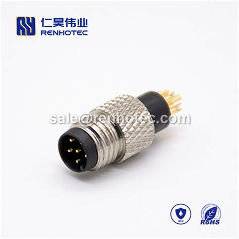 M8 Connector 6 Pin Male Straight Male Overmolded Solder Cup Unshielded