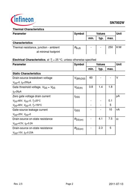 Sn W Datasheet Pdf Infineon Technologies Ag