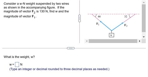 Solved Consider A W N Weight Suspended By Two Wires As Shown Chegg