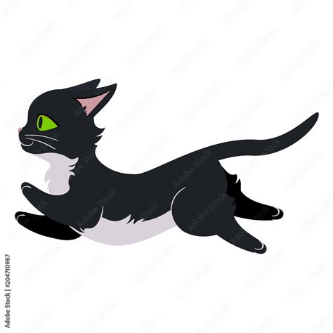 Black Cat Running Stock Vector Adobe Stock