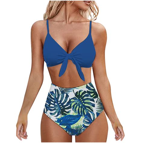 Womens High Waisted Bikini Set Tie Knot High Rise Two Piece Swimsuits