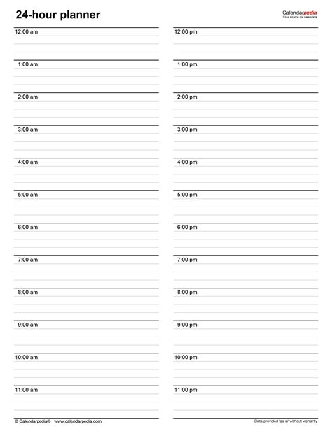 Free Hourly Planners In Pdf Format 20 Templates