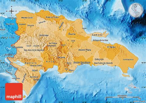 Political Shades Map Of Dominican Republic