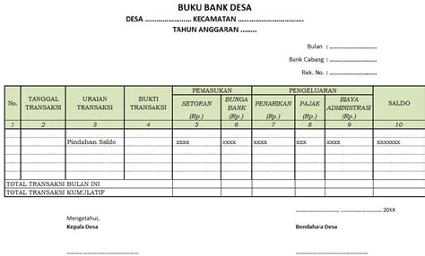 Contoh Buku Kas Umum Bendahara Pkk Contoh Format Buku KAS Sekolah