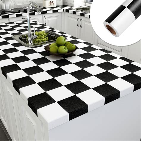 Yenhome Big Square Checkered Contact Paper Waterproof Checkered Wallpaper Peel And Stick Thicken