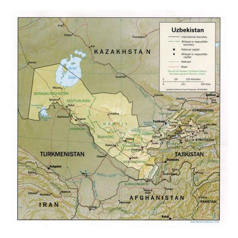 Detallado Mapa Pol Tico Y Administrativo De Uzbekist N Con Relieve