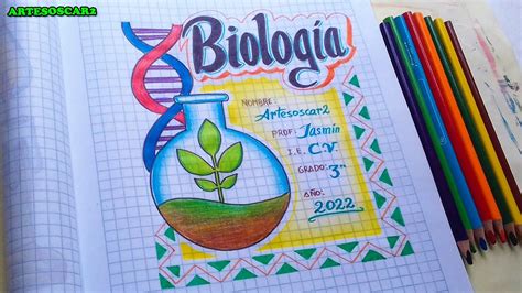 Como Dibujar Una Caratula De Biologia Facil Youtube