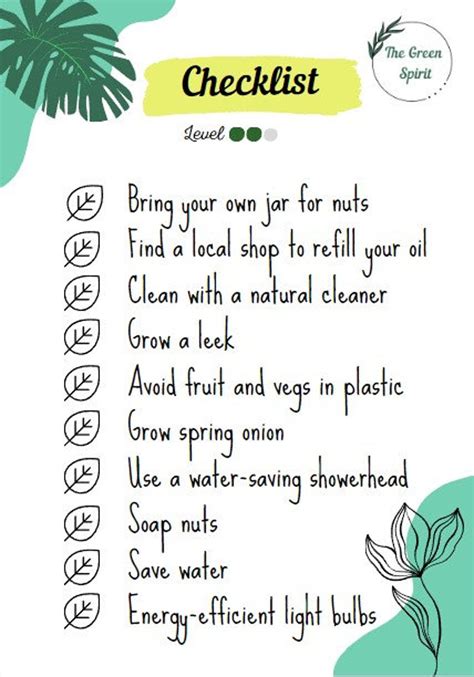 Printable Sustainable Checklist For At Home Medium The Etsy