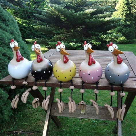 Jocome Keramik Huhn Gartendeko Tierfigur Gartenstecker Keramikfigur