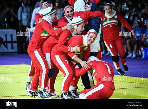 Jakarta 24th Aug 2018 Players Of Iran Celebrate After Kabaddi Women