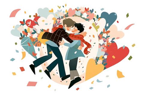 Pareja De Anime Gay Dentro De Un Coraz N Abstracto Ilustraci N De Valent N Fondo Rom Ntico