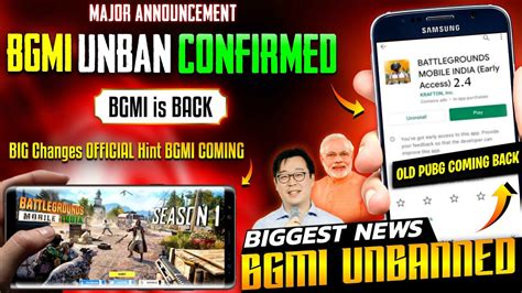 BIGGEST NEWS BGMI UNBAN Soon Official KRAFTON Notice BGMI COMING