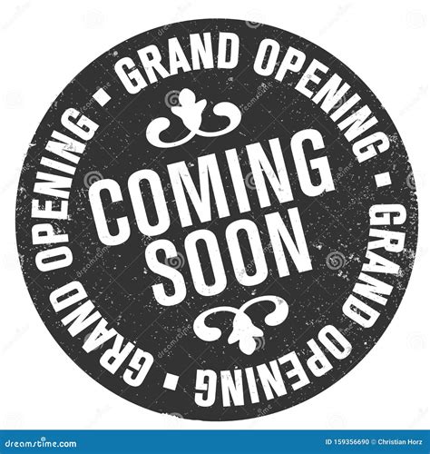 Grungy Round GRAND OPENING COMING SOON Rubber Stamp Print Stock Vector