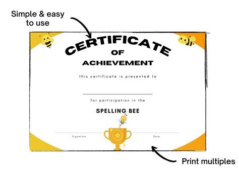 Spelling Bee Certificate - Etsy