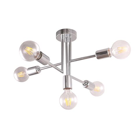 Lampa W Stylu Industrialnym Loftowym PIPES Chrom 5 Ramienna