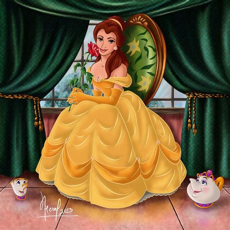 Belle With A Rose By Fernl On Deviantart Belle Disney Disney Fan Art