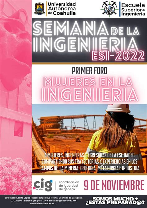 Invita Uadec A Primer Foro Mujeres En La Ingeniería” En La Carbonífera