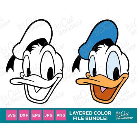 Donald Duck Head Face Smiling 1 Color And Layered Bundle S Inspire