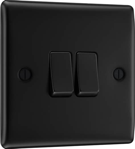 Bg Nexus Metal Nfb42 Matt Black 2 Gang 2 Way Switch Matt Black