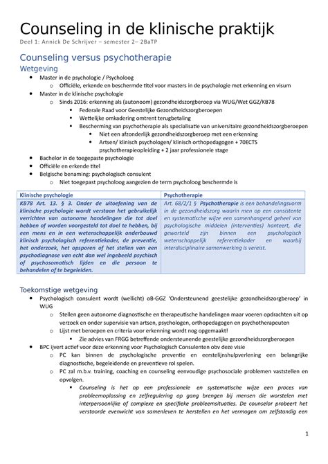 CKP AD Samenvatting Counseling In De Klinische Praktijk Vives Studocu