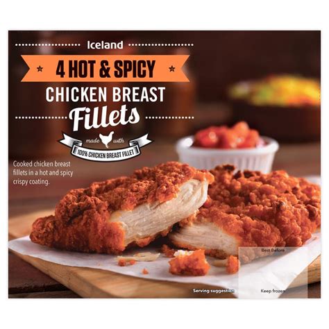 Iceland 4 Hot And Spicy Chicken Breast Fillets 400g Breaded And Battered