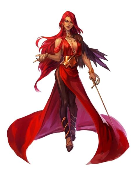 Female Human Crimson Swashbuckler Duelist Pathfinder Pfrpg Dnd Dandd 35 5th Ed D20 Fantasy 女性