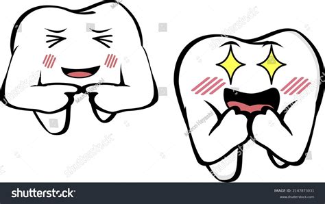 Molar Tooth Cartoon Kawaii Expressions Collection Stock Vector Royalty