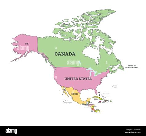 Ilustracion De Mapa Politico De America Del Norte Y Mas Vectores Libres