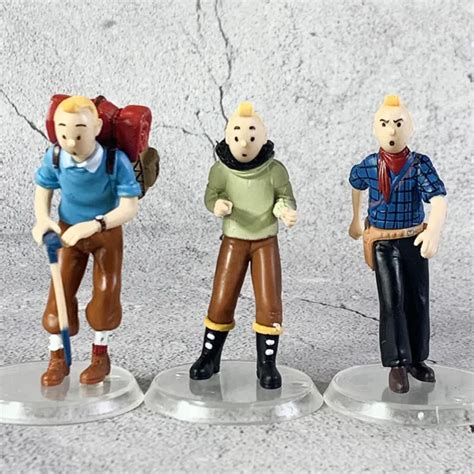 Tintin Figurines Lot De Figurines Tintin Herg Environ Cm Sur Socle