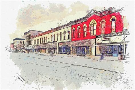 .Downtown Wellington, Kansas #1 Painting by Celestial Images - Fine Art America