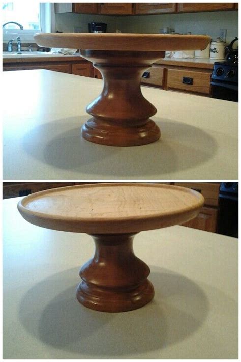 Lathed Wooden Cake Stand Made To Fit Our Glass Cake Stand Lid Wooden