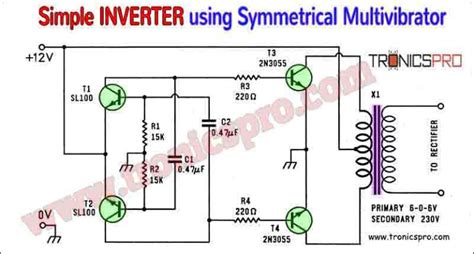 Simple Inverter Circuit Diagram With Multivibrator TRONICSpro