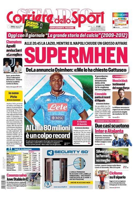 Prima Pagina Cds Campania Osimhen Un Colpo Record Supermhen