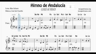 Himno de Andalucía Partitura de Piano muy Fácil con acordes para