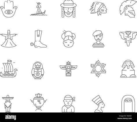 La Diversidad Cultural Los Iconos De L Nea Signos Vector Ilustraci N