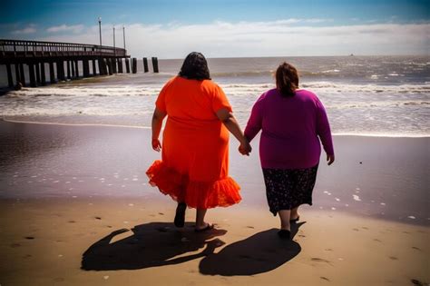 Dos Hermanas Gemelas Con Sobrepeso De Talla Grande Mujeres Felices Y