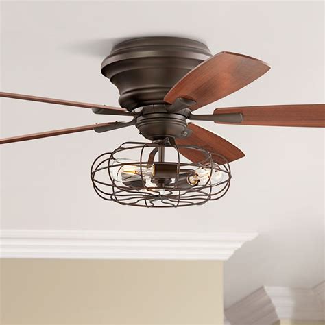 52 Oil Rubbed Bronze Hugger Ceiling Fan Led Cage Light 57t65