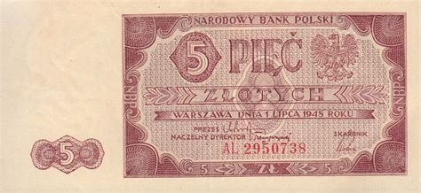 5 old Polish Zlotych banknote 1948 issue - Exchange yours for cash