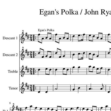 Egans Polka John Ryans Polka Irish Recorder Group Arrangement