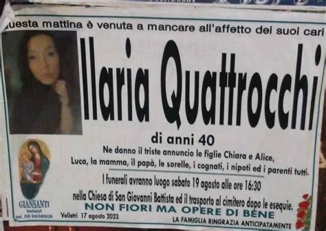 Velletri Piange La Scomparsa Di Ilaria Quattrocchi Aveva Appena 40