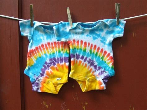 Tie Dye Baby Onesies Twin Set of 2 Rainbow Sunshine