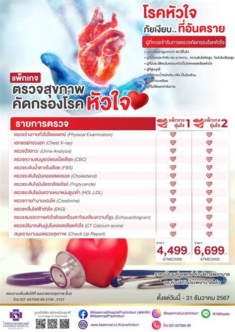 Kasemrad Hospital Packages And Promotions แพ็กเกจตรวจสุขภาพคัดกรอง