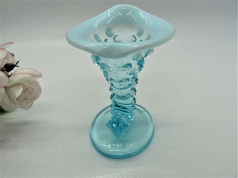 Fenton Blue Hobnail Candle Holder Blue Opalescent Candle Etsy Uk