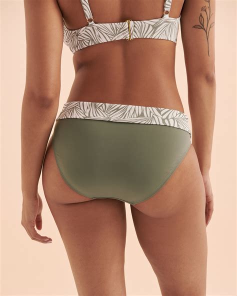 SKYE Biomes Foldover Waistband Bikini Bottom Light Green Tropical Bikini Village