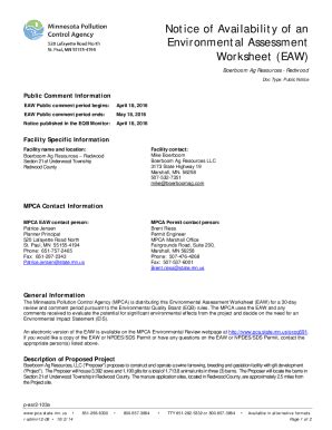 Fillable Online Page 1 Of 13 Full Environmental Assessment Form Part 1