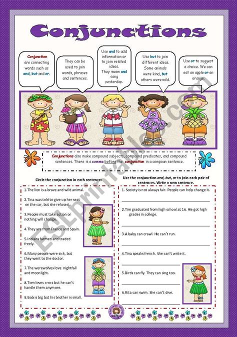 Conjunctions Esl Worksheet By Vanev