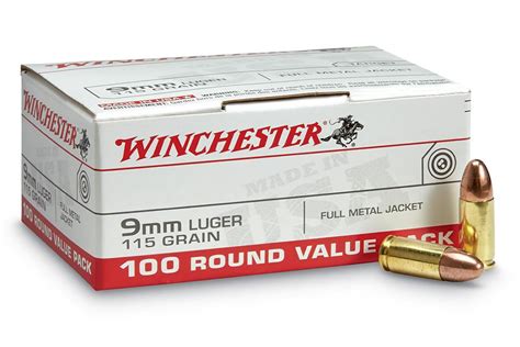 Winchester Usa9mmvp 9mm 115 Gr Fmj Value Pack 100box Sportsmans