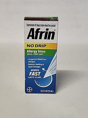 Afrin NO DRIP 5oz Nasal Pump Mist ALLERGY SINUS Congestion Relief 09