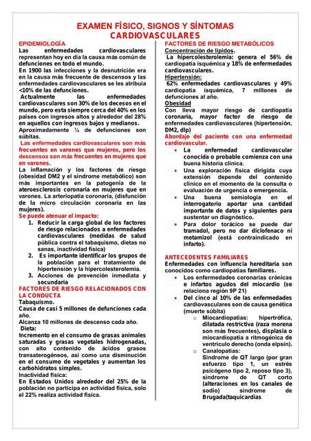 Examen Físico Signos Y Síntomas Cardiovasculares Yubetsy Tisoc Udocz